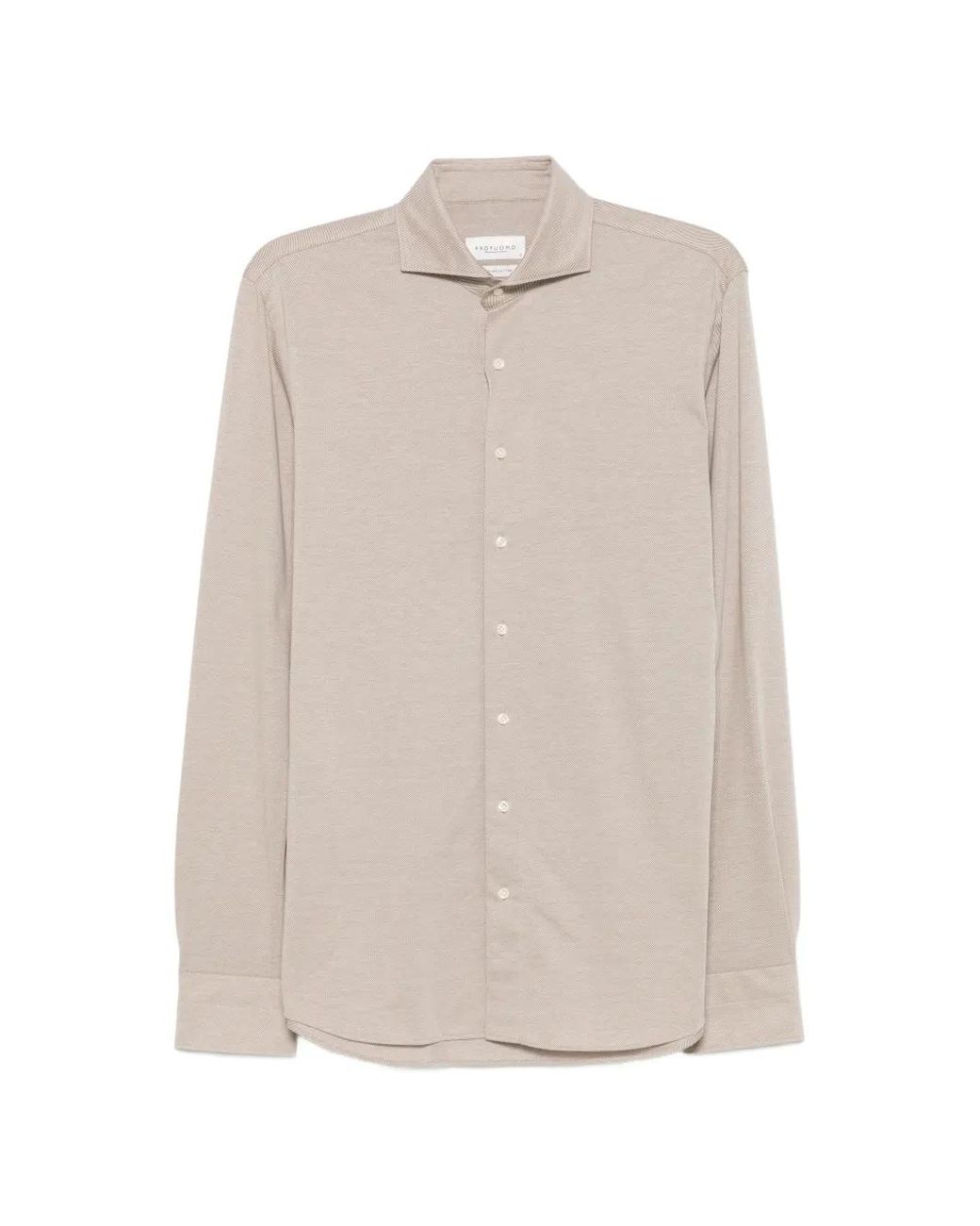 Profuomo White Diagonal-Stripe Spread-Collar Shirt for men