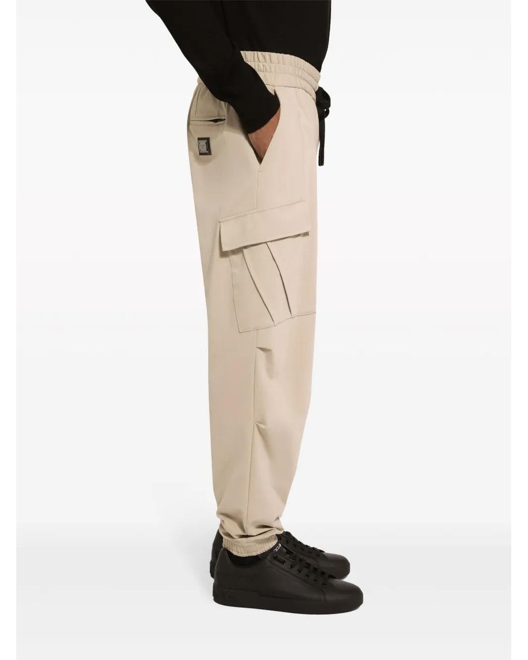 Dolce & Gabbana Natural Logo-Patch Drawstring Track Pants for men
