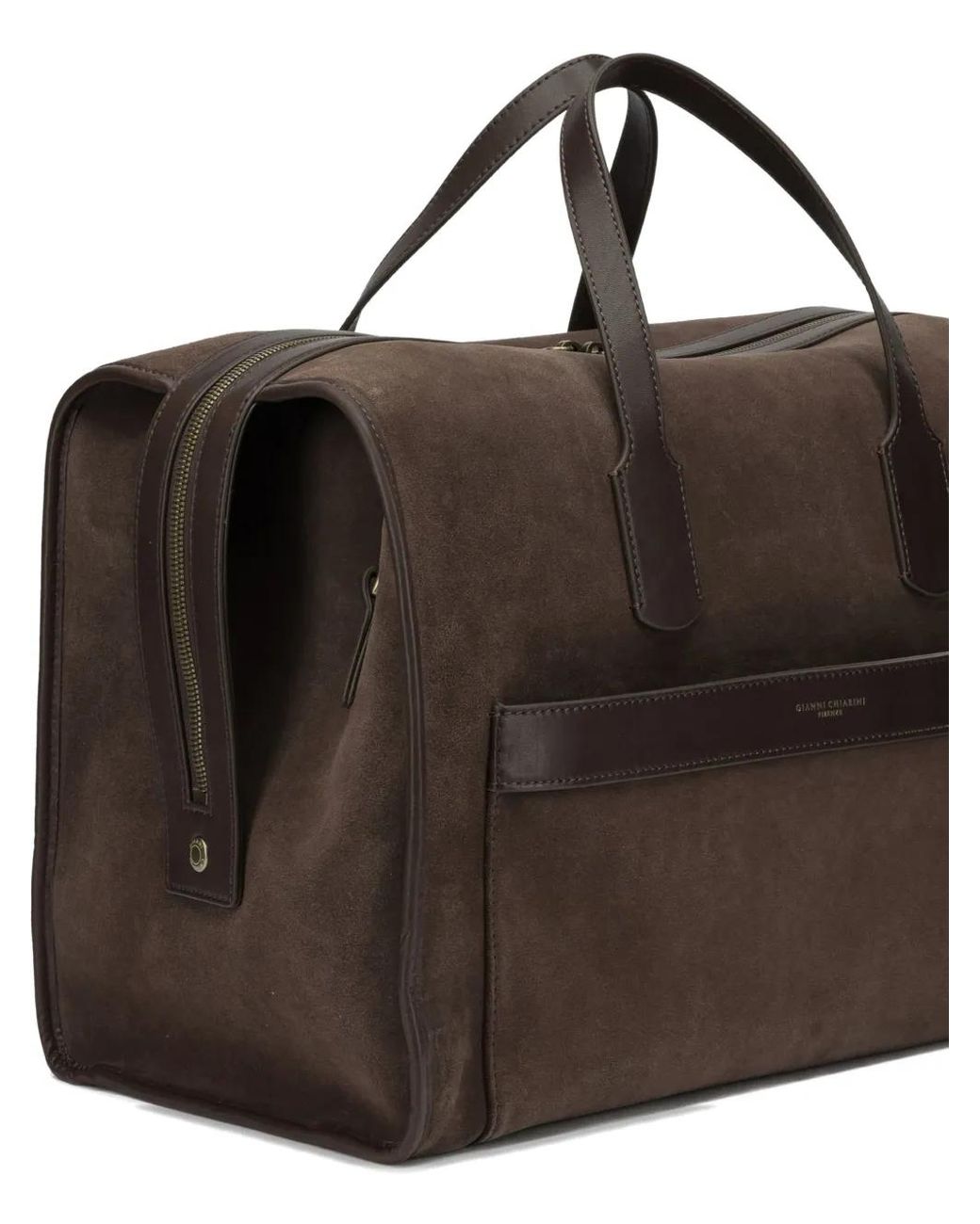 Gianni Chiarini Brown Leather-Trim Suede Tote Bag
