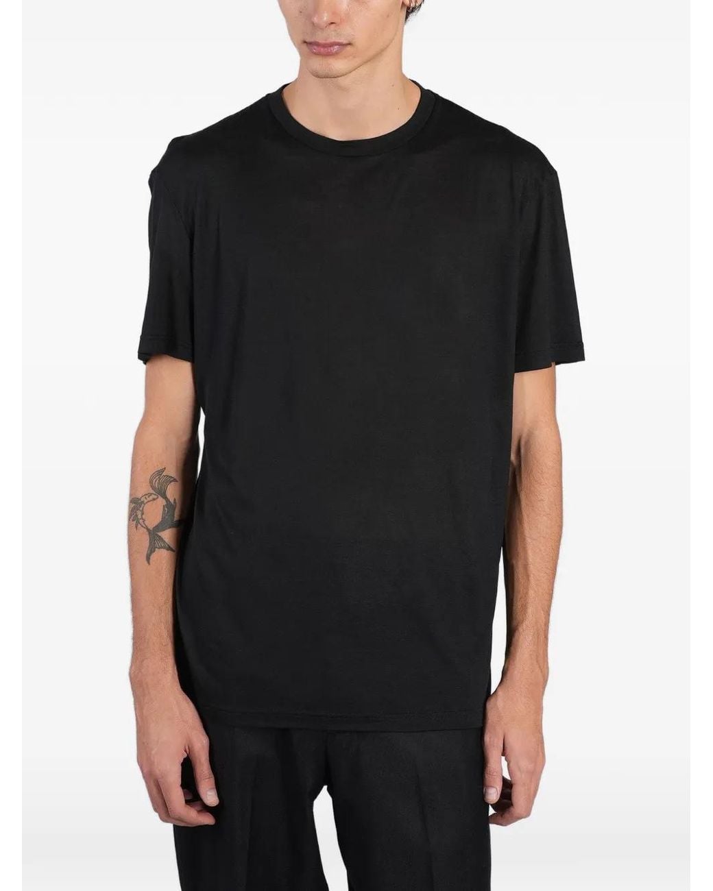 Low Brand Black Crew-Neck Short-Sleeve T-Shirt for men