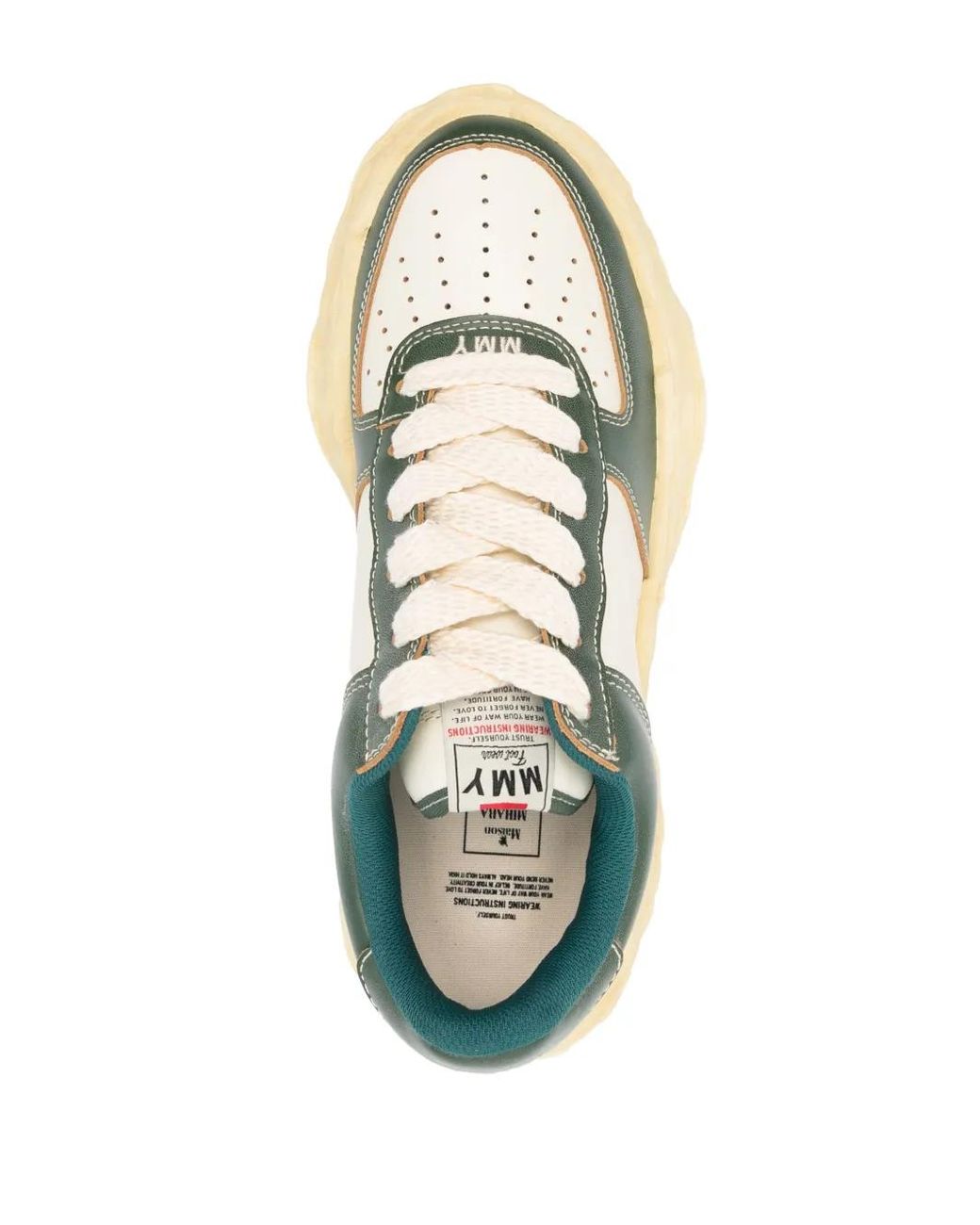 Maison Mihara Yasuhiro Green Wayne Panelled Leather Sneakers for men