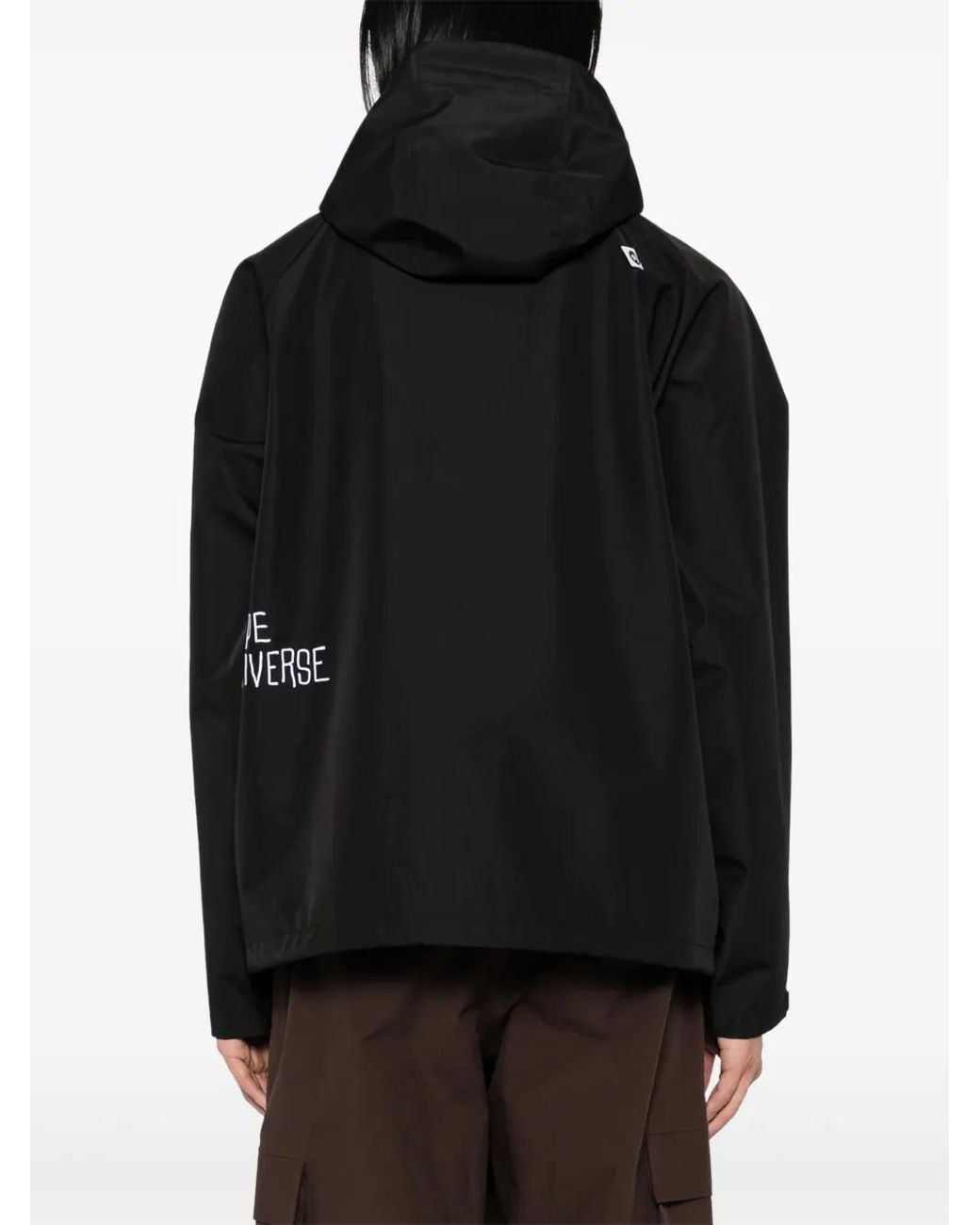 Aape By A Bathing Ape Black Logo Hooded Windbreaker Jacket for men