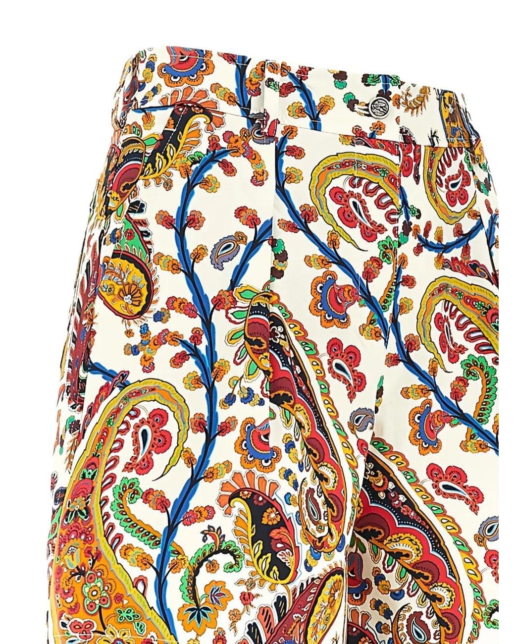 Etro White Multi Color Printed Short