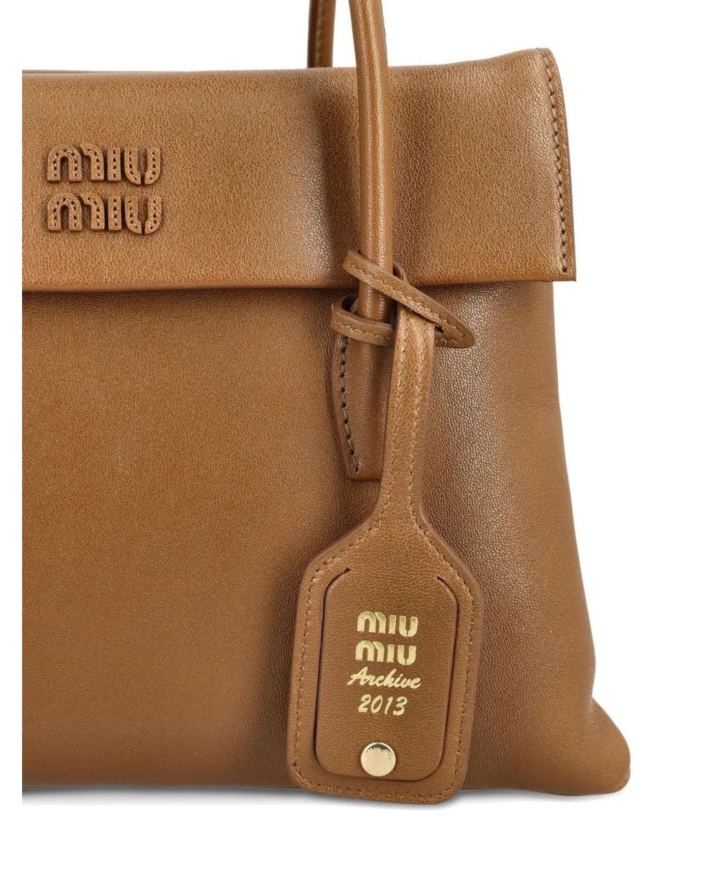 Miu Miu Brown Solitaire Leather Tote Bag