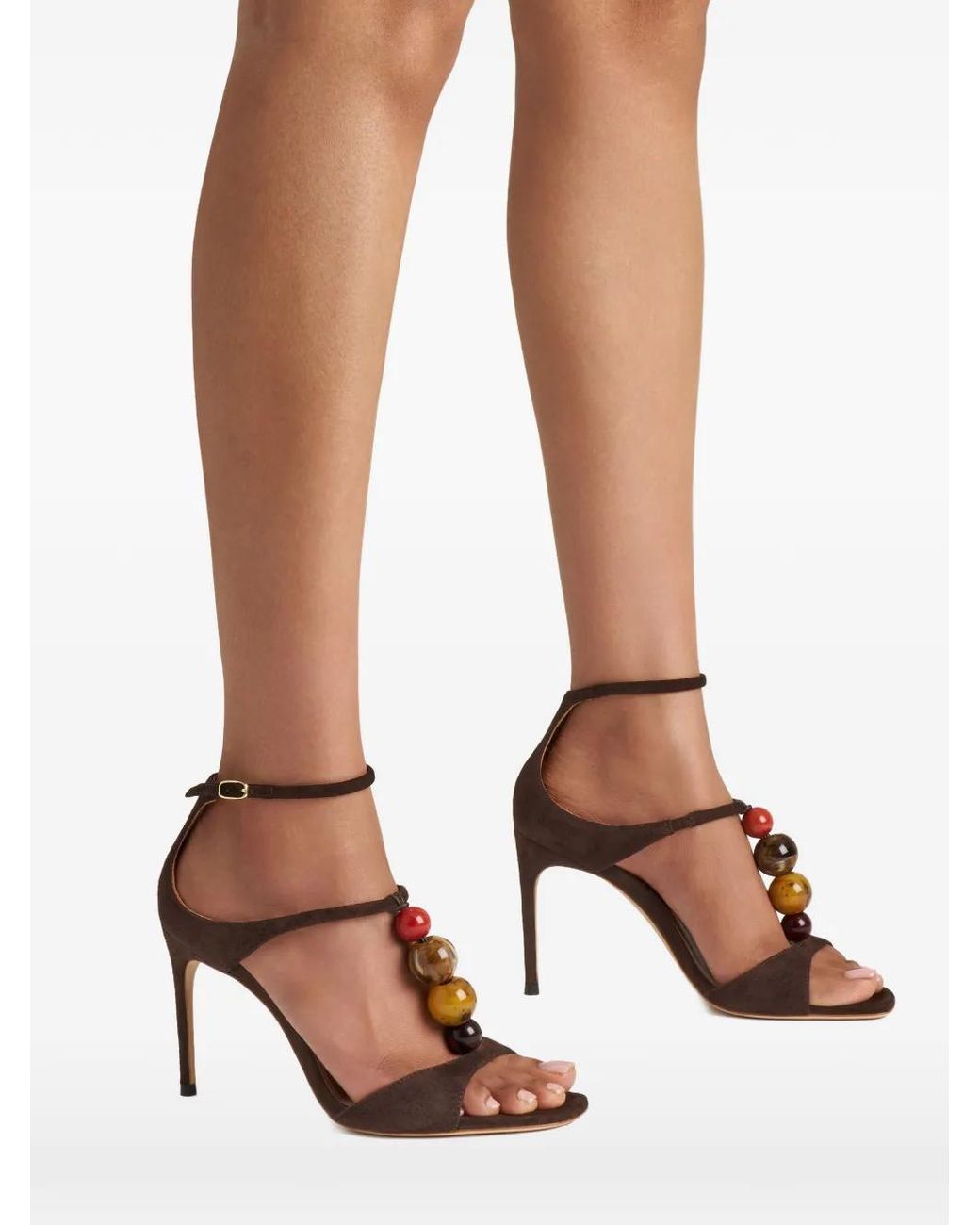 Malone Souliers Brown Leia Bead-Embellished Sandals