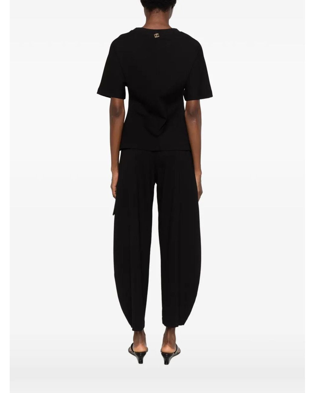 Carla G Black Round-Neck Short-Sleeve T-Shirt