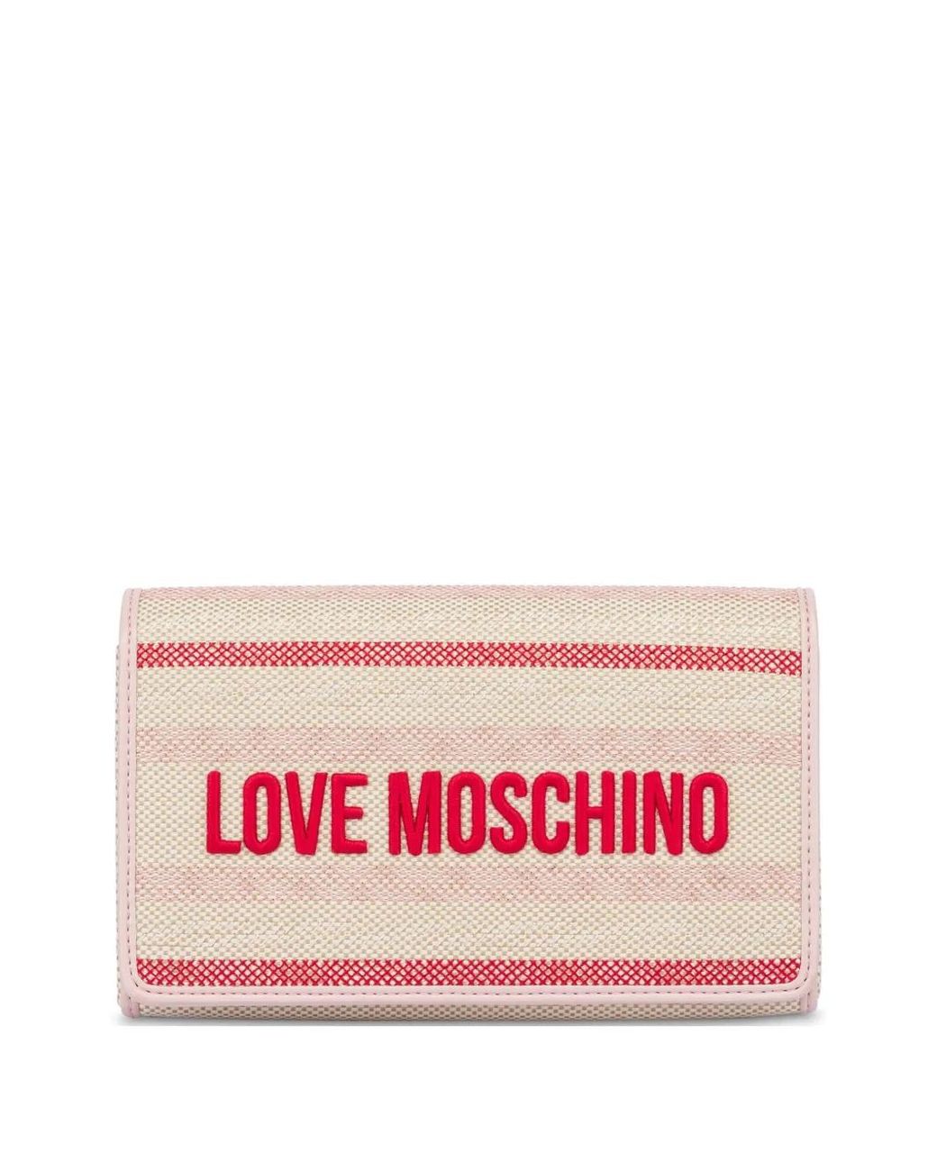 Love Moschino Pink Embroidered-Logo Crossbody Bag