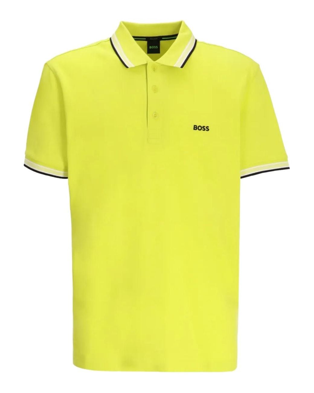 Boss Yellow Contrasting-Trim Polo Shirt for men