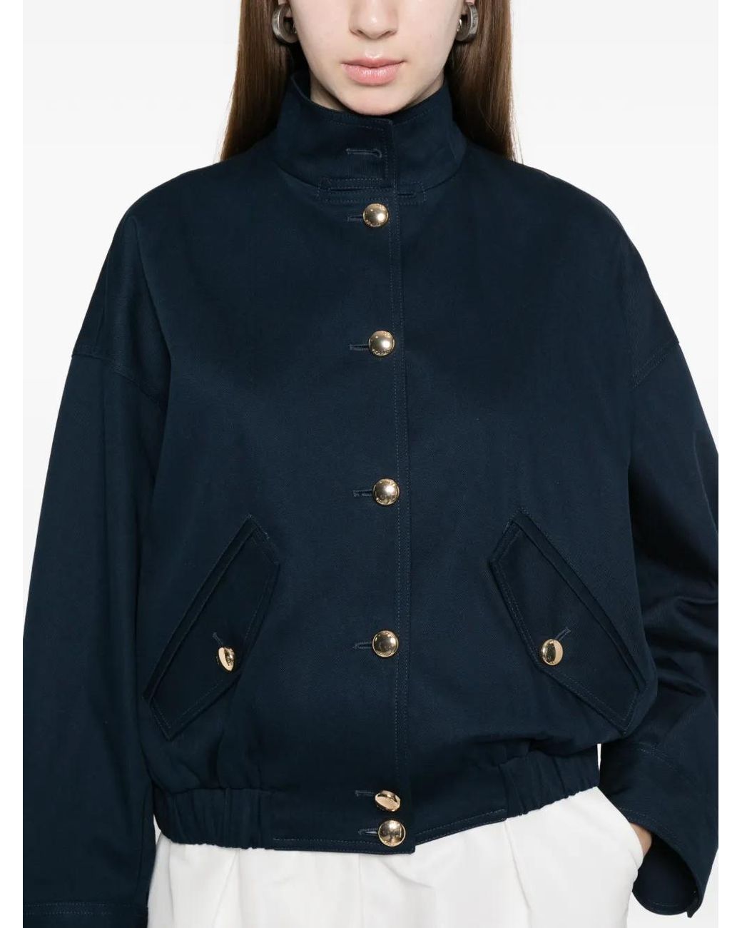 Chaqueta Bómber Con Botones Maje de color Blue