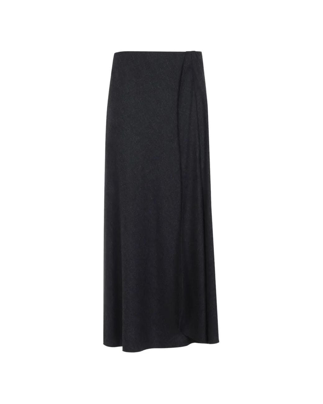 Giorgio Armani Black Asymmetric Draped Midi Skirt