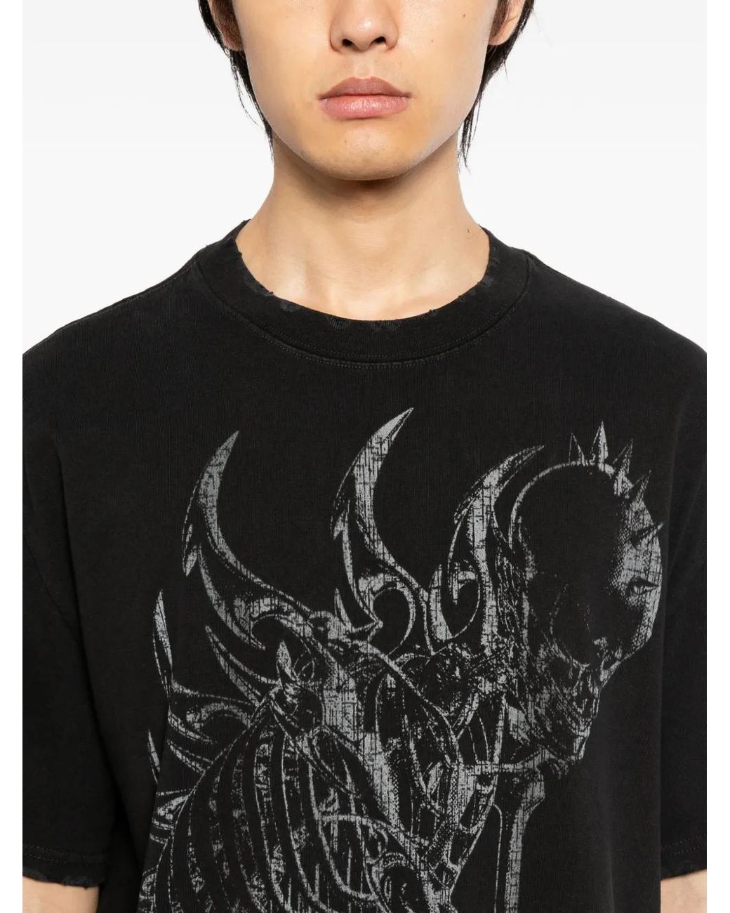 WARMAN Black Graphic Print T-Shirt for men