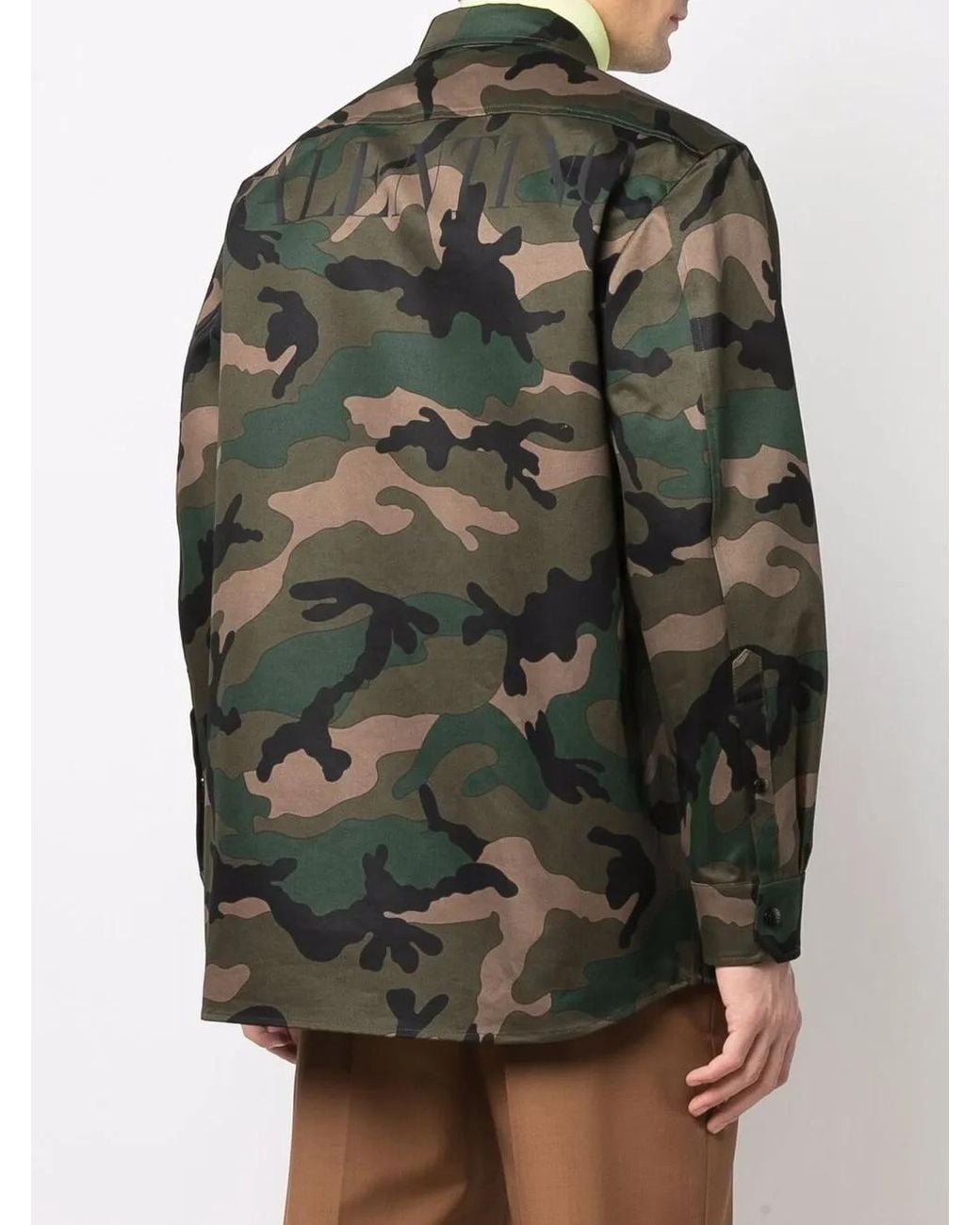 Valentino Garavani Green Shirt With Camouflage Pattern for men