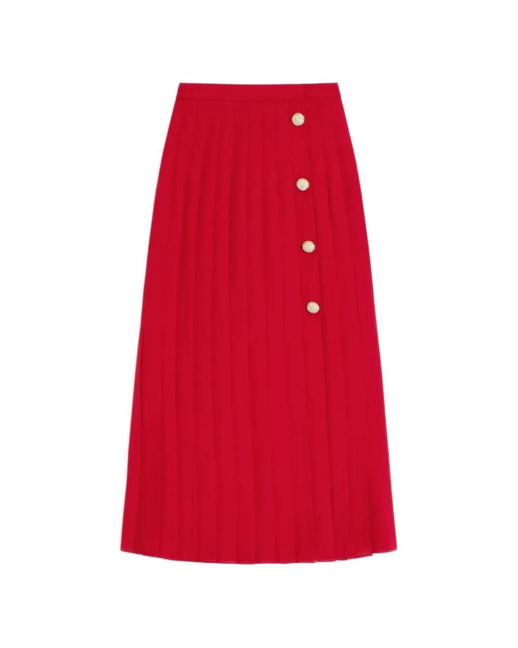 Valentino Garavani Red Georgette Midi Skirt