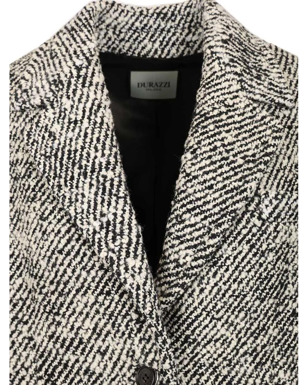DURAZZI MILANO Gray Fringe-Detail Single-Breasted Coat