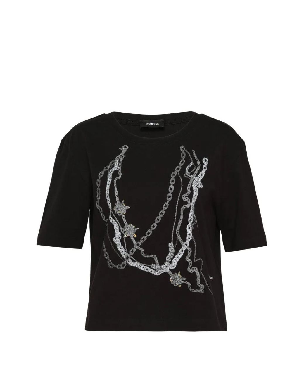 we11done Black T-Shirt À Imprimé Graphique