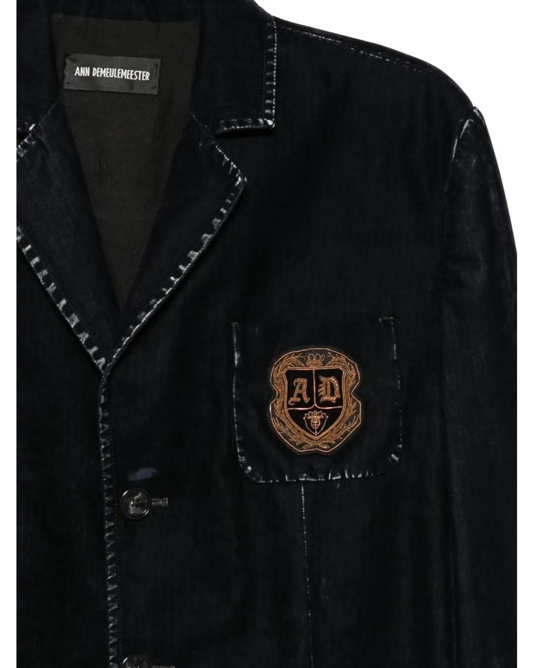 Ann Demeulemeester Black Logo-Patch Layered Jacket for men