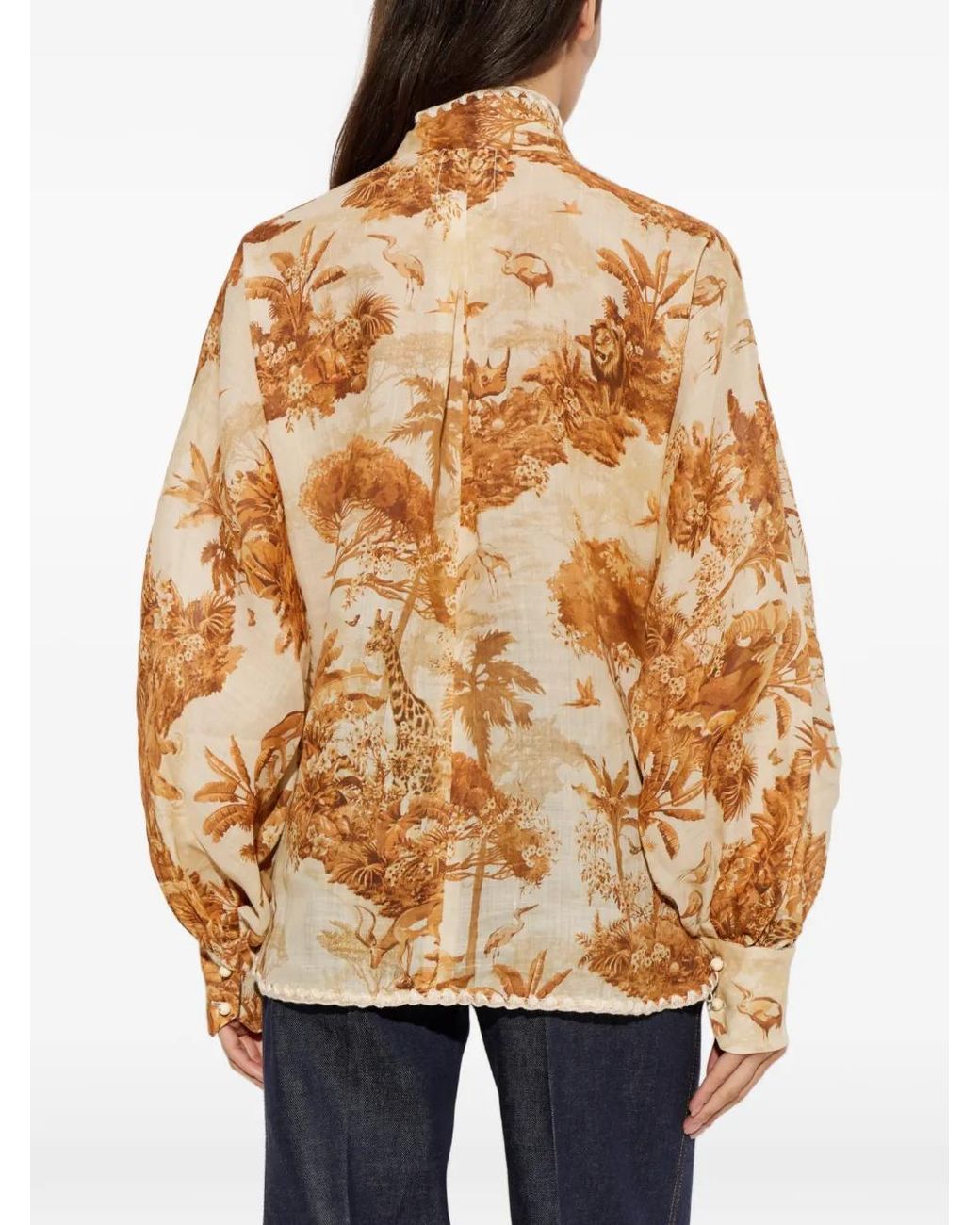 Zimmermann Brown Safari Print Blouse