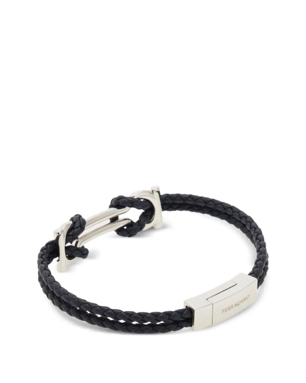 Ferragamo White Double Gancini Bracelet (18 Cm) for men
