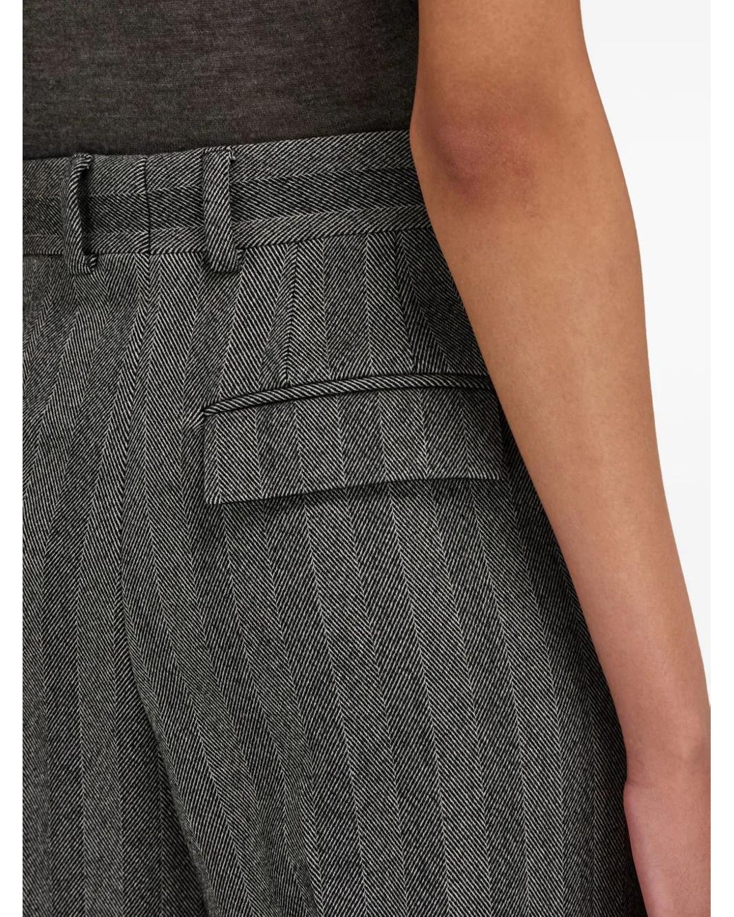 Ferragamo Gray Ferragamo Straight-Leg Chevron Tailored Trousers
