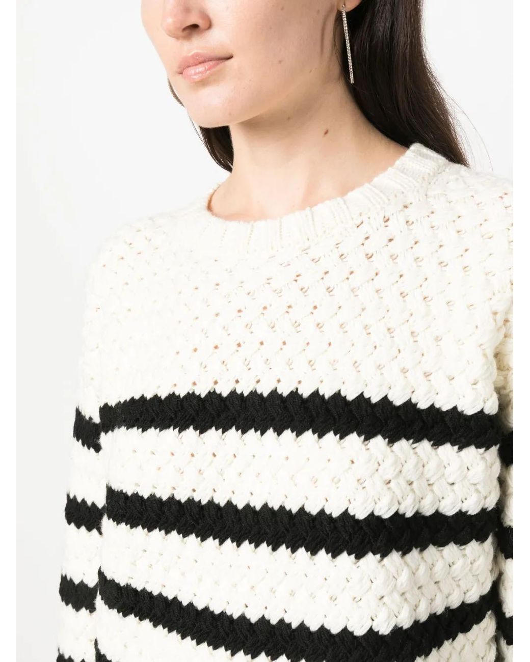 Alanui White The Mariner Striped Wool Jumper