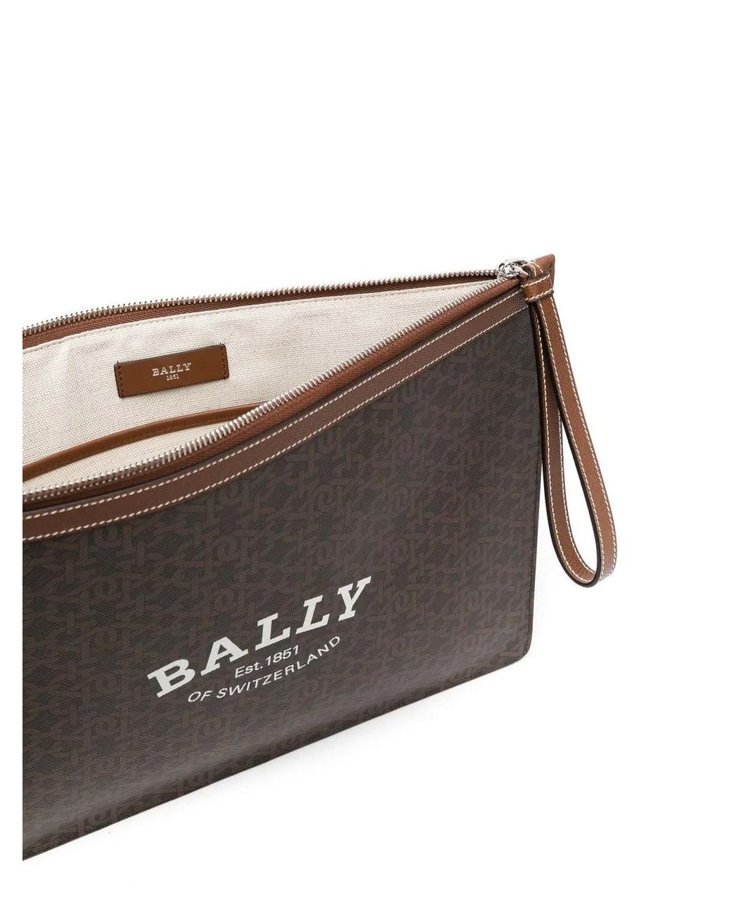 Bally Brown Bollis Logo-Print Clutch Bag for men