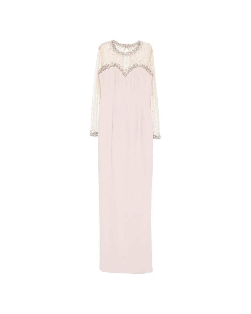 Jean Louis Sabaji Pink Crystal-Embellished Crepe Dress