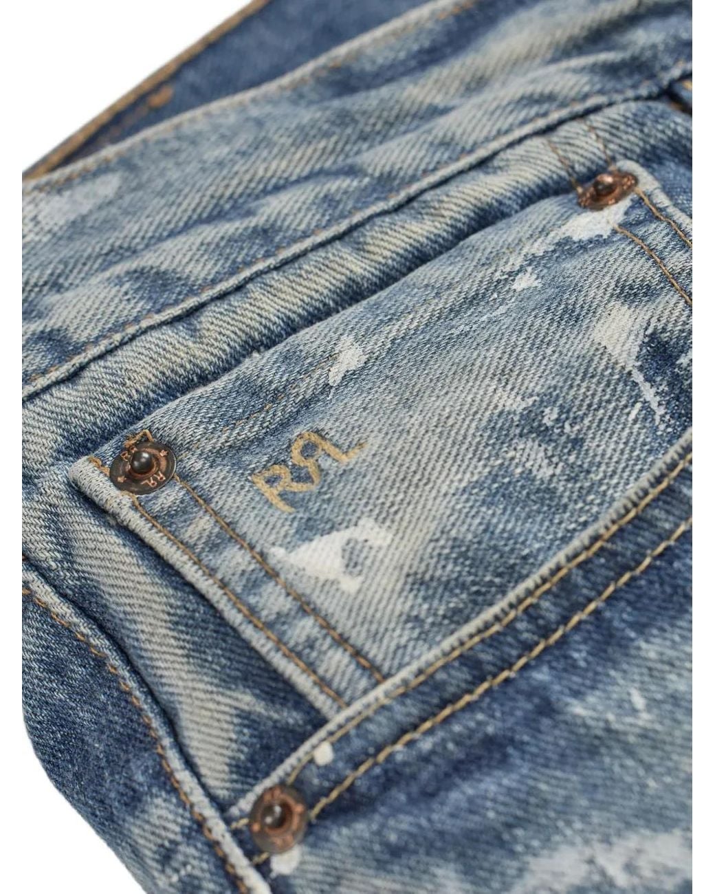 RRL Blue Paint-Splattered Jeans for men