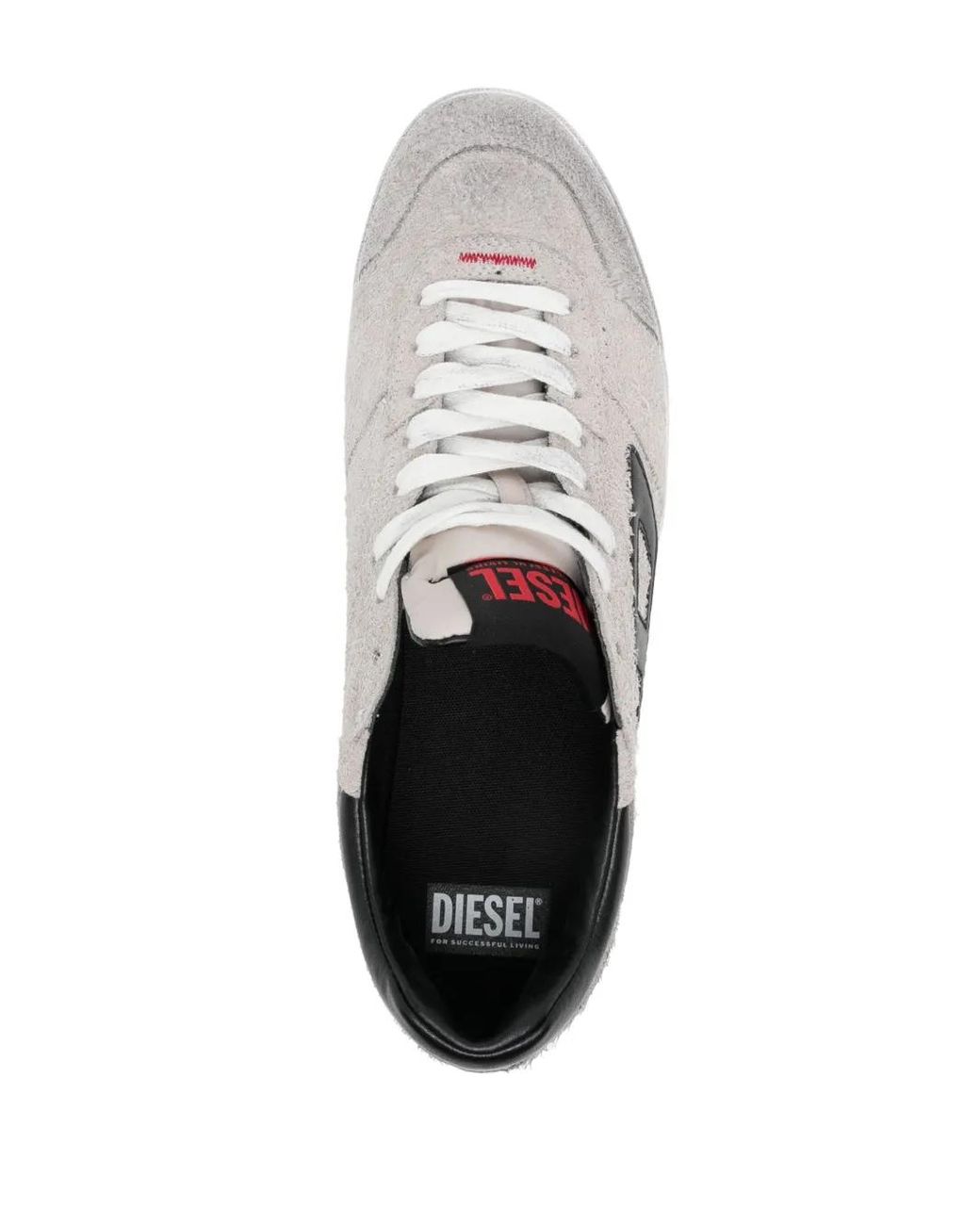 DIESEL White S-Leroji-Distressed Sneakers for men