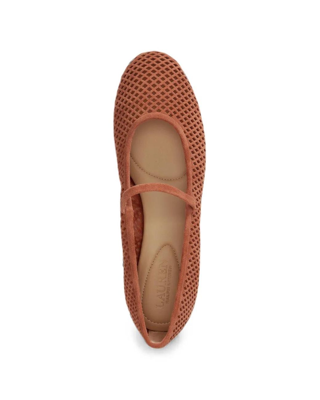 Ralph Lauren Brown Jayna Perforated Leather Ballet Flats