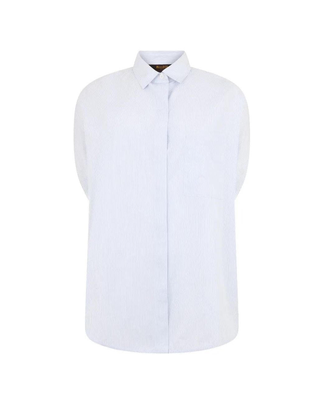 Moorer White Vertical-Stripe Short-Sleeve Shirt