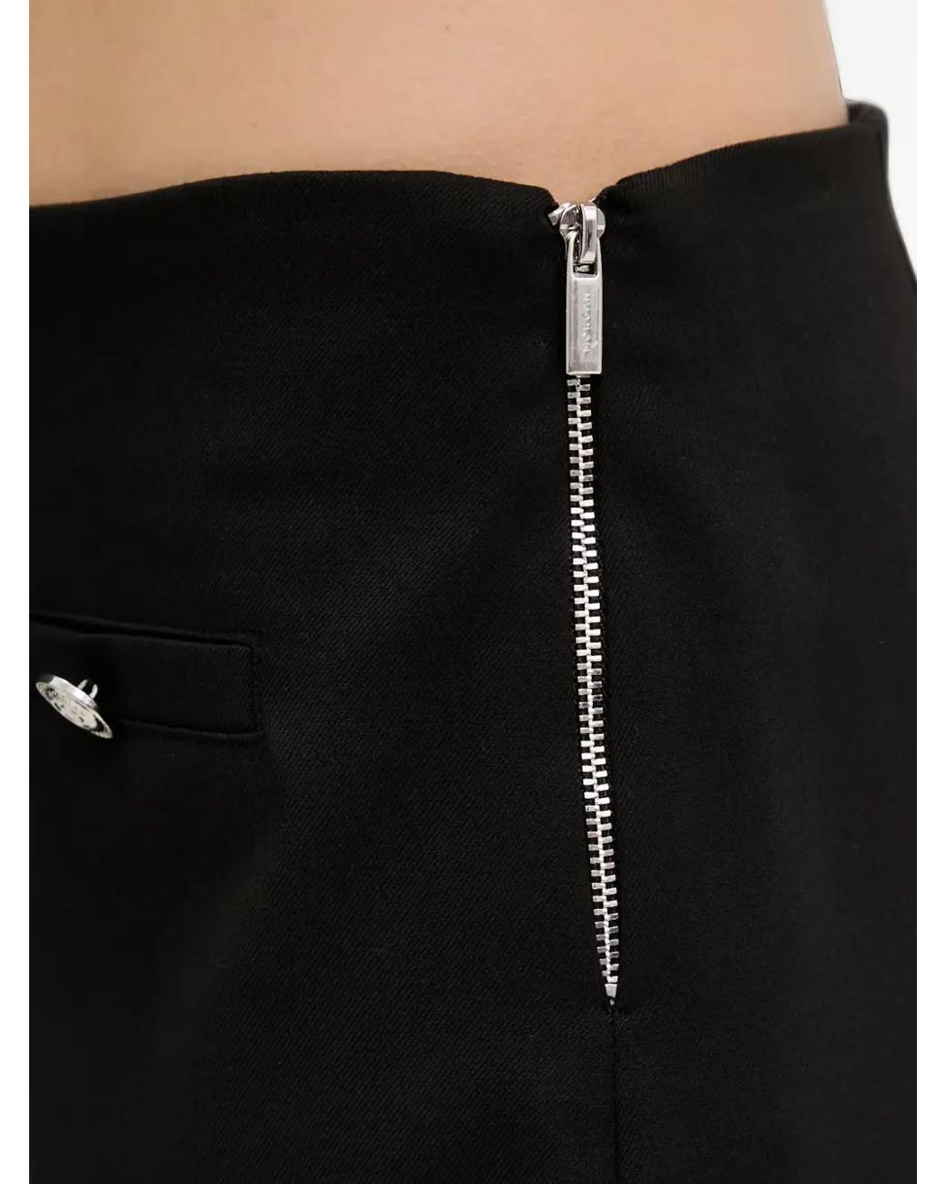 Morgan Black Button-Detail Wide-Leg Trousers