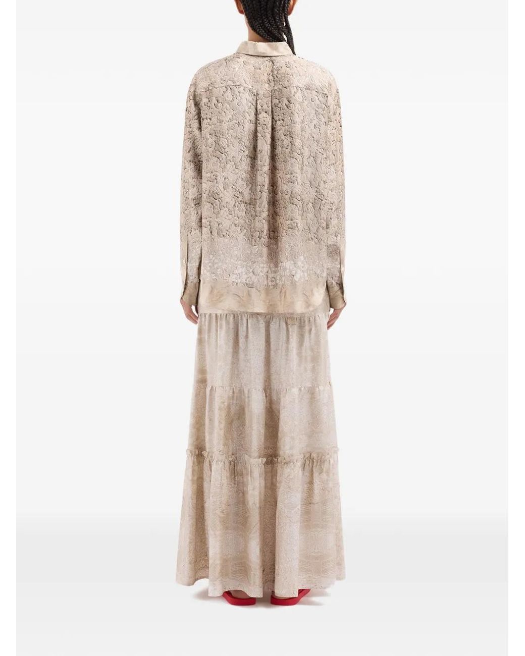 Pierre Louis Mascia Natural Aloe Floral Lace Longsleeve Shirt