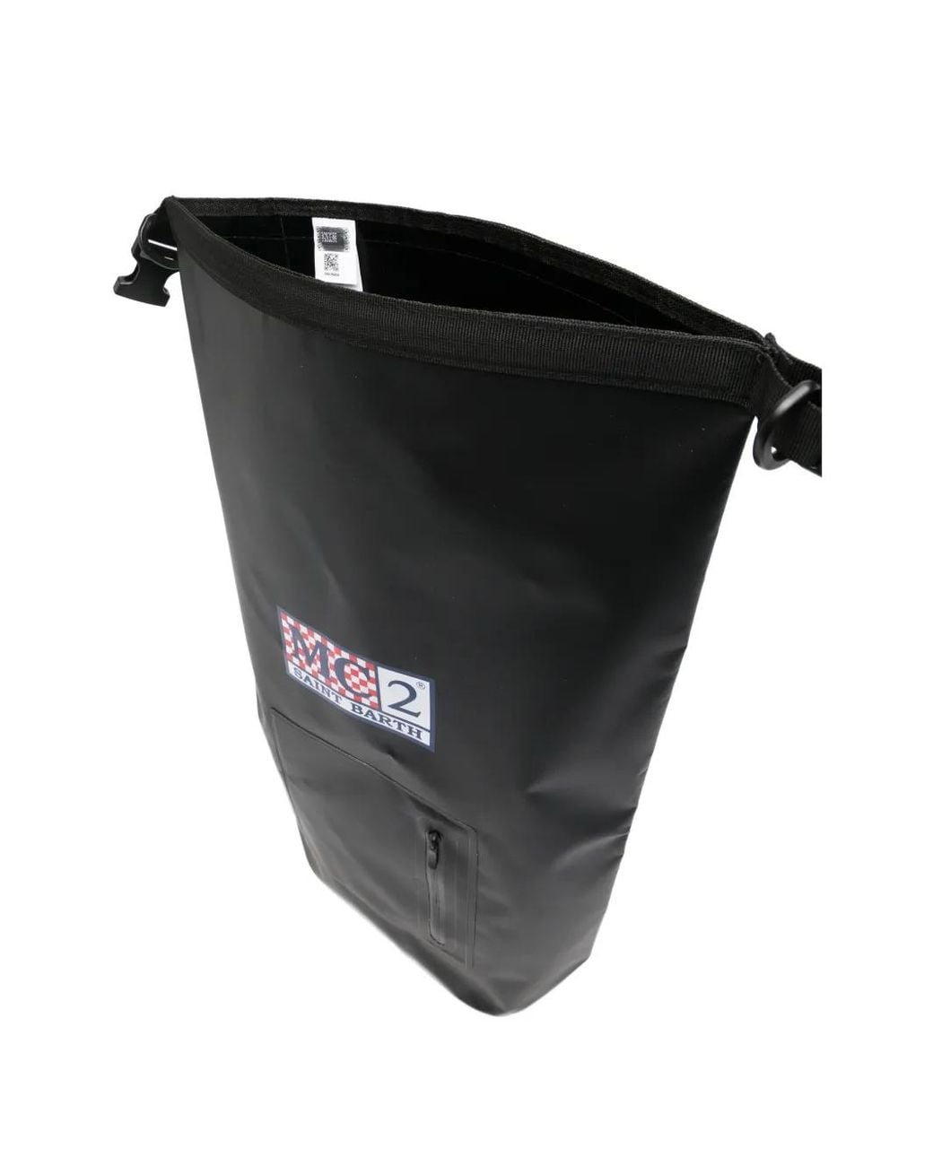 Mc2 Saint Barth Black Logo-Patch Roll-Top Backpack for men