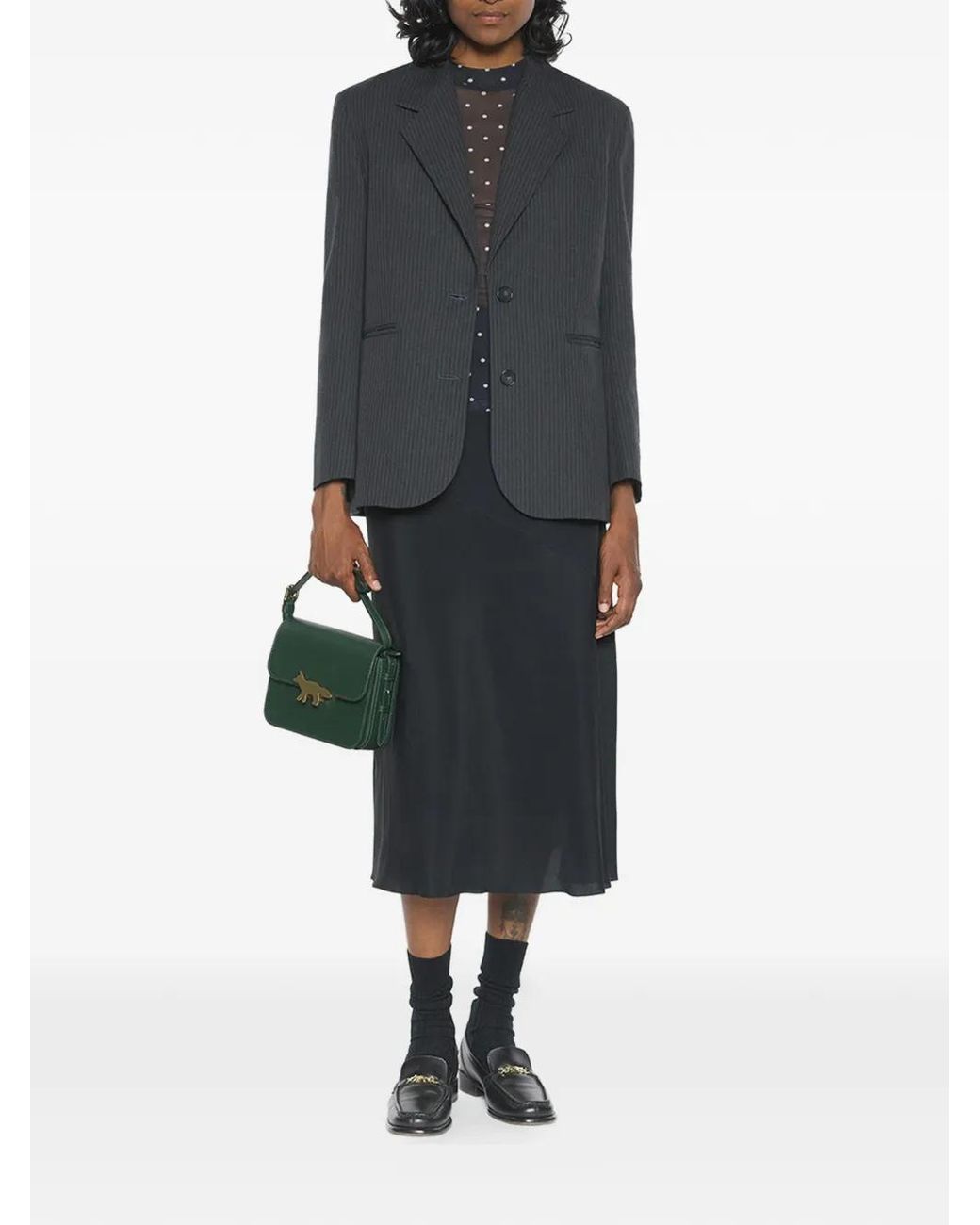 Maison Kitsuné Gray Pinstriped Pocket Jacket