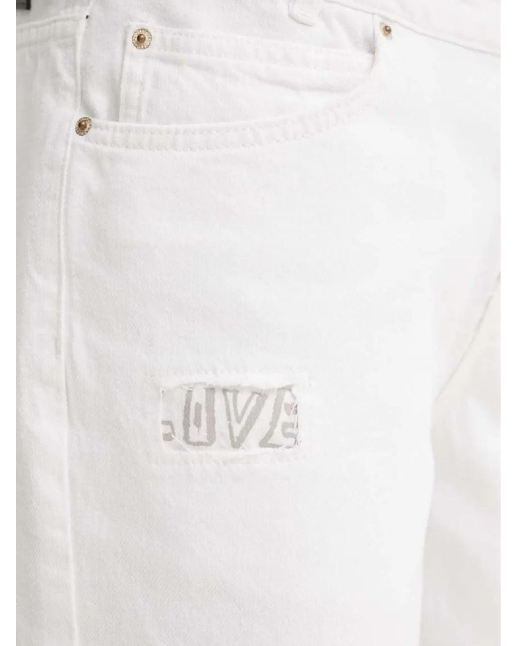 Desigual White Distressed Logo Jeans for men