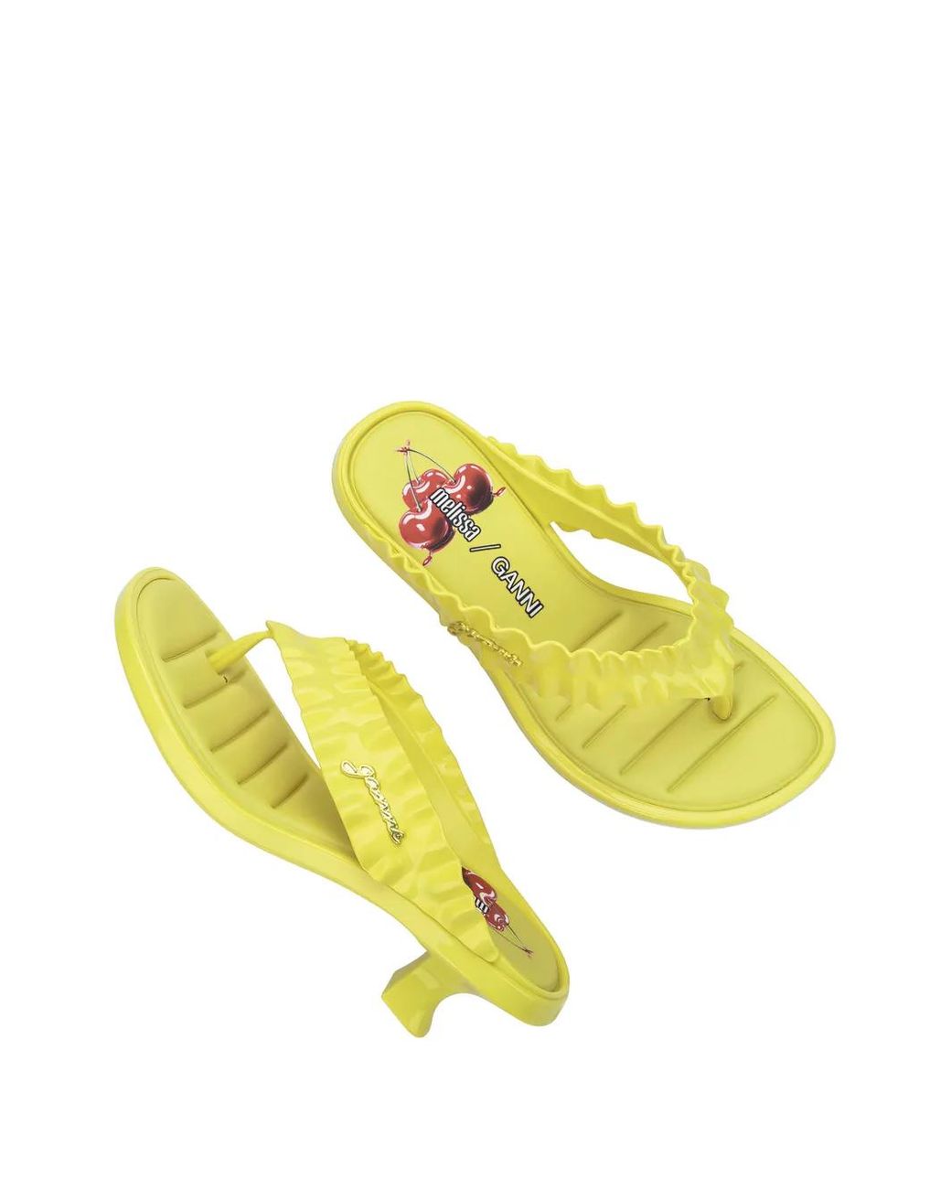Melissa Yellow X Ganni Kitten-Heel Thong Sandals