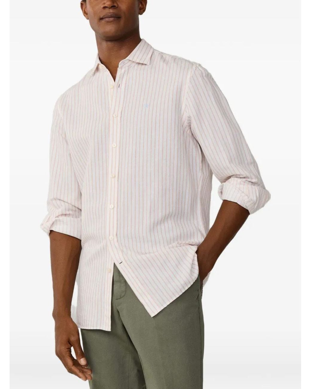Hackett White Striped Tailored-Fit Shirt for men