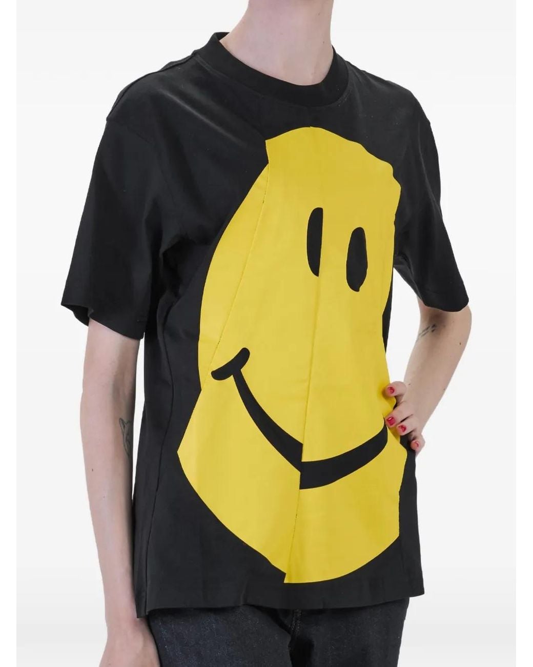 Moschino Black Asymmetric Smiley T-Shirt