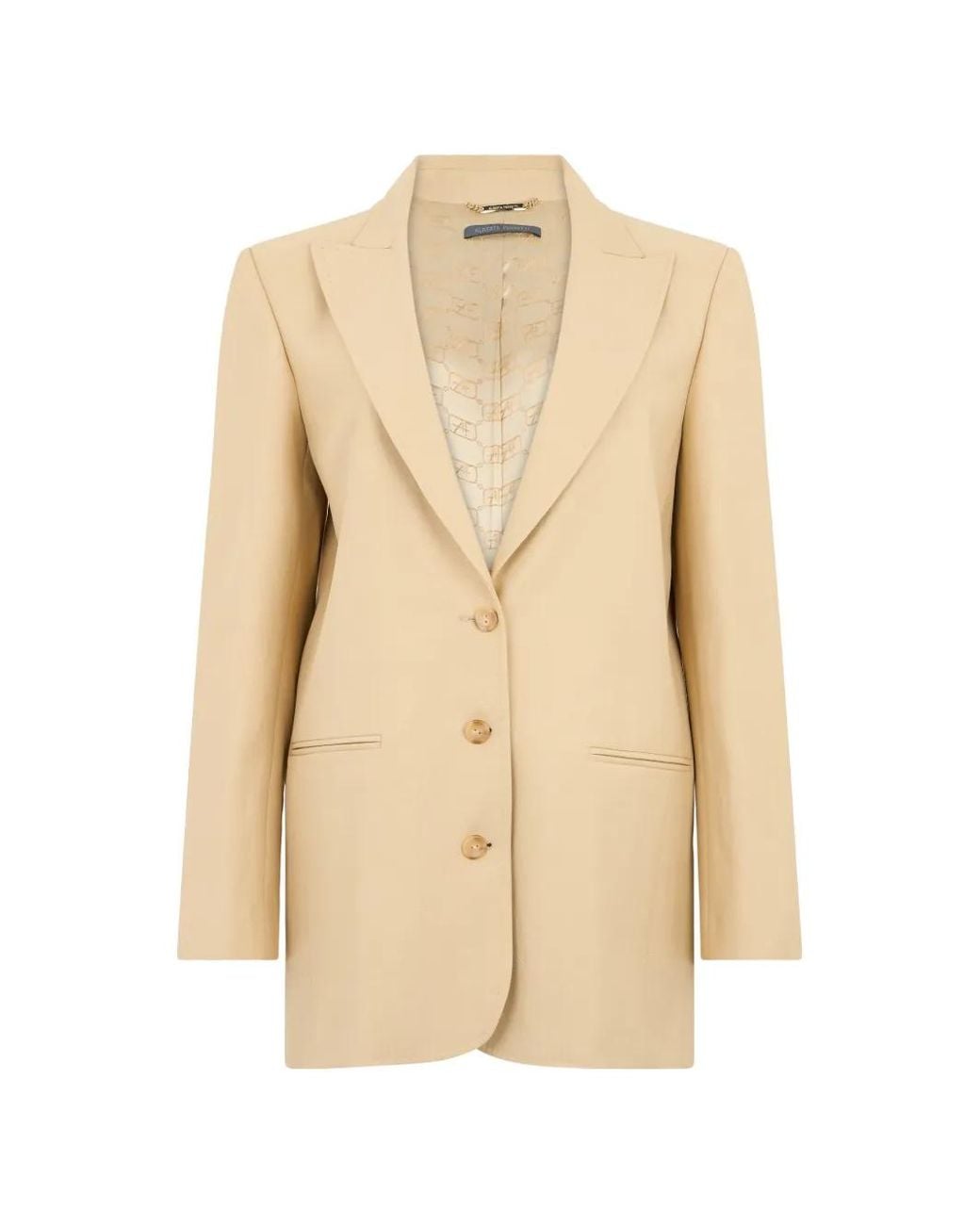 Alberta Ferretti Natural Single-Breasted Long-Sleeve Blazer