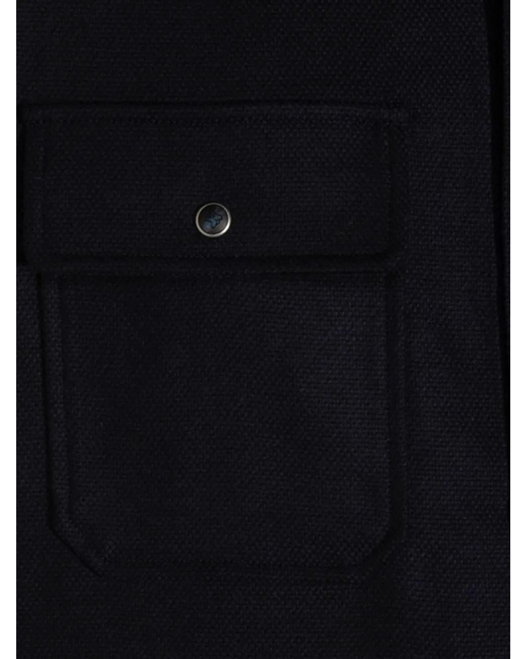 Marco Pescarolo Blue Button-Up Flap-Pocket Jacket for men