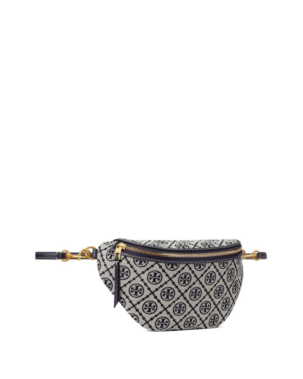 Tory Burch Gray Monogram-Pattern Belt Bag