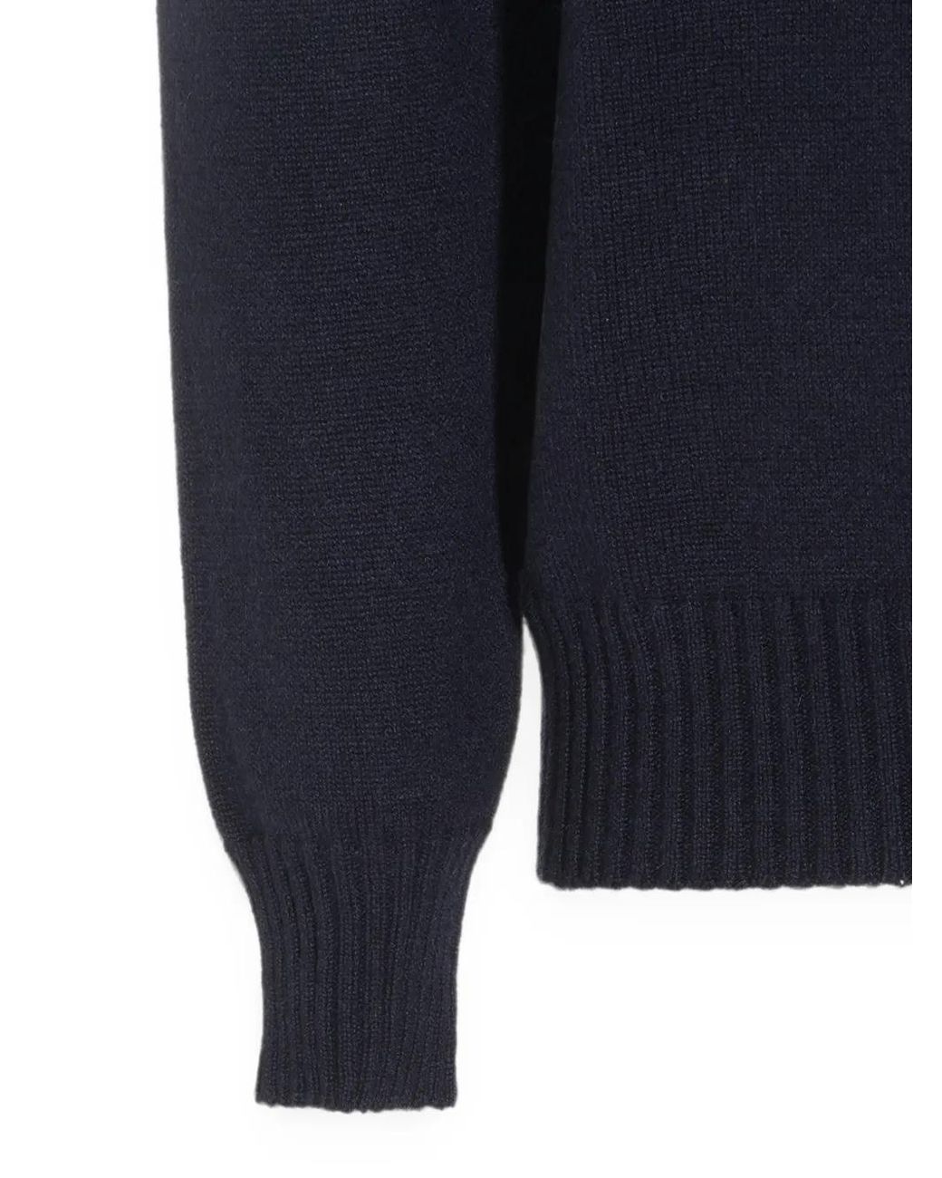 Malo Blue Long-Sleeve Polo-Collar Sweater for men