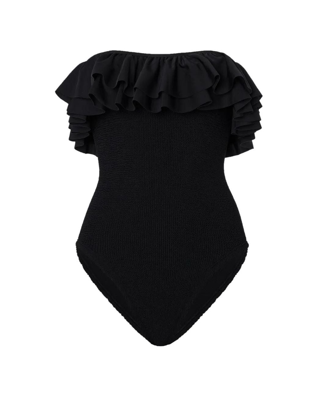 Hunza G Black Eloise Ruffled Swimsuit