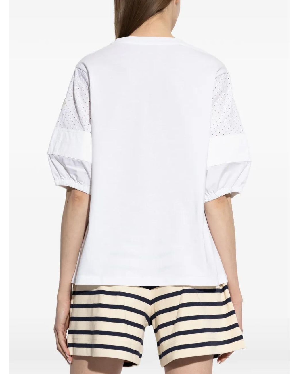 Moncler White Eyelet-Detail T-Shirt
