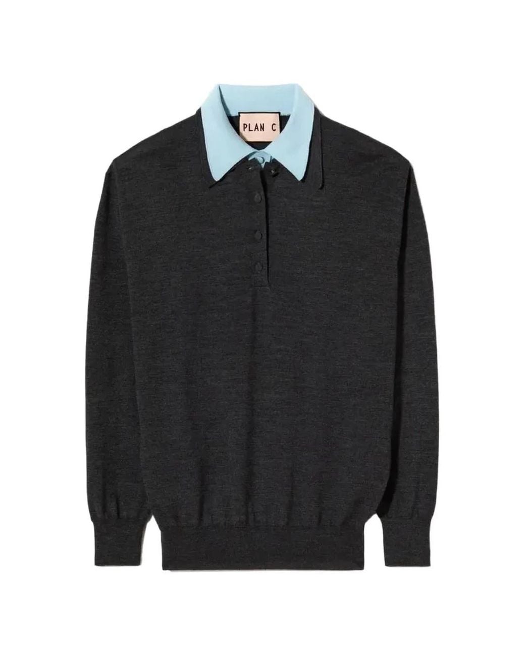 Plan C Black Double-Collar Polo Shirt