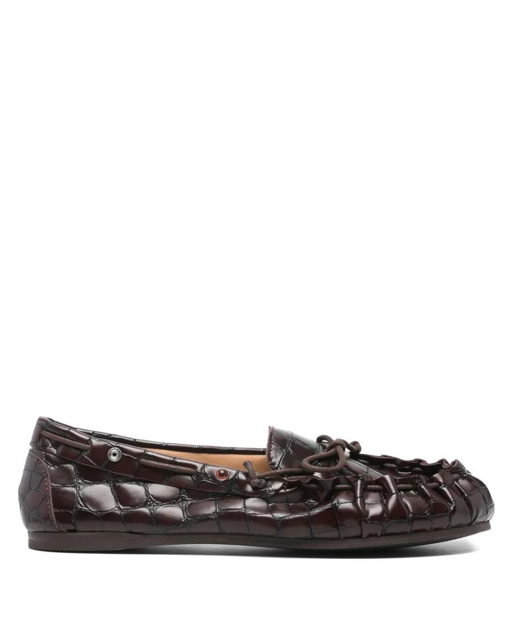 P.A.R.O.S.H. Gray Crocodile-Effect Loafers