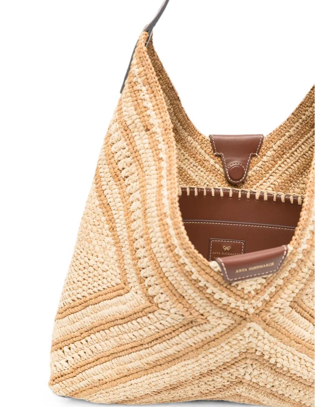 Anya Hindmarch Natural Sac Porté Épaule Tissé À Chevrons