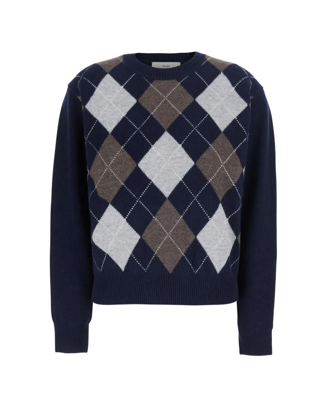 DUNST Blue Argyle Wool Sweater