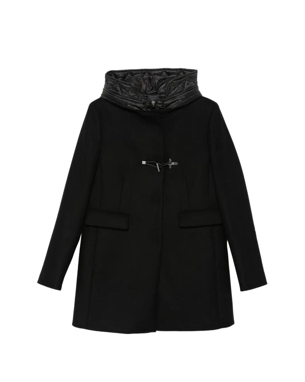 Fay Black Virginia Hooded Toggle-Fastening Coat