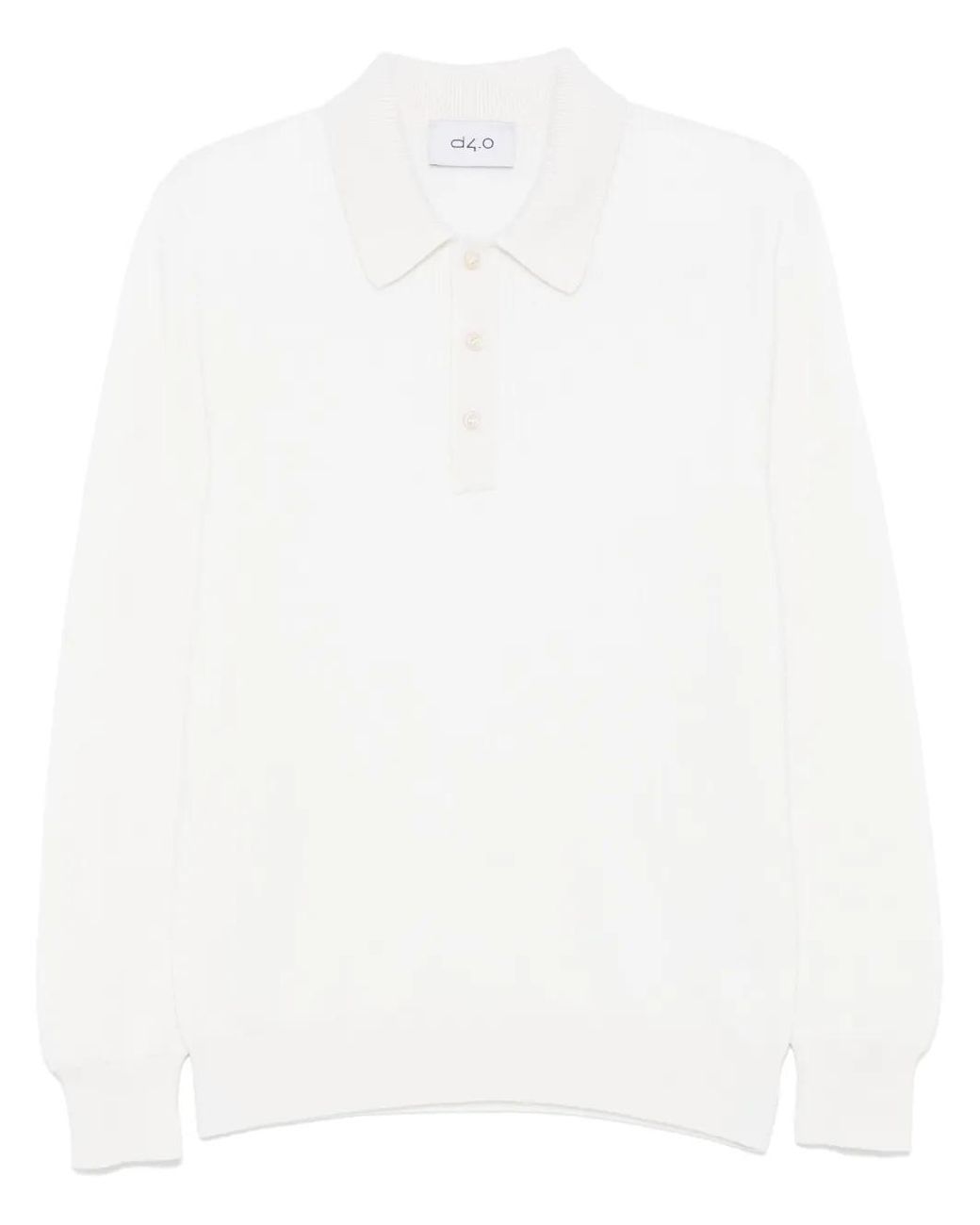 D4.0 White Fine-Ribbed Polo Shirt for men